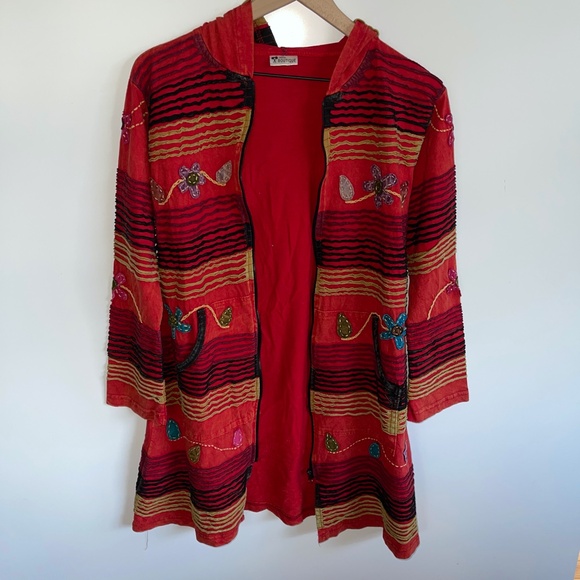 India Boutique Zip Hoodie Boho Jacket Size Medium - Picture 8 of 11